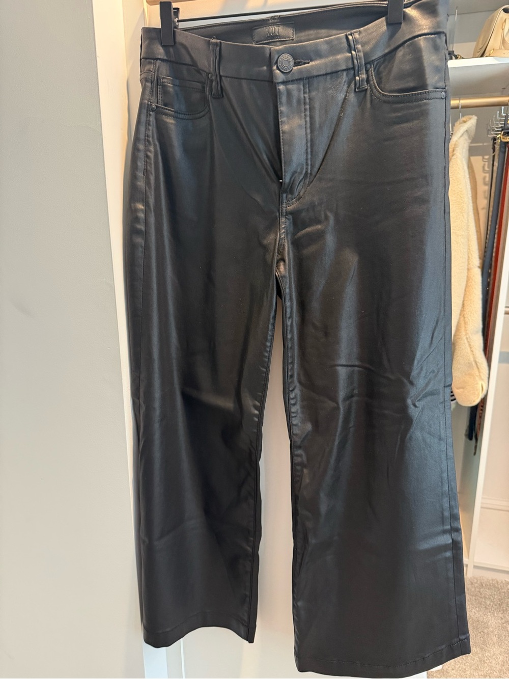 Kut from the Kloth Faux Leather Wide-Leg Women’s Jeans